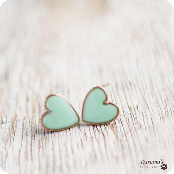 Mint Green Hearts Earrings