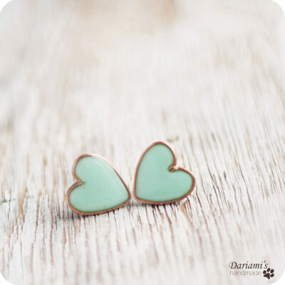 Mint Green Hearts Earrings