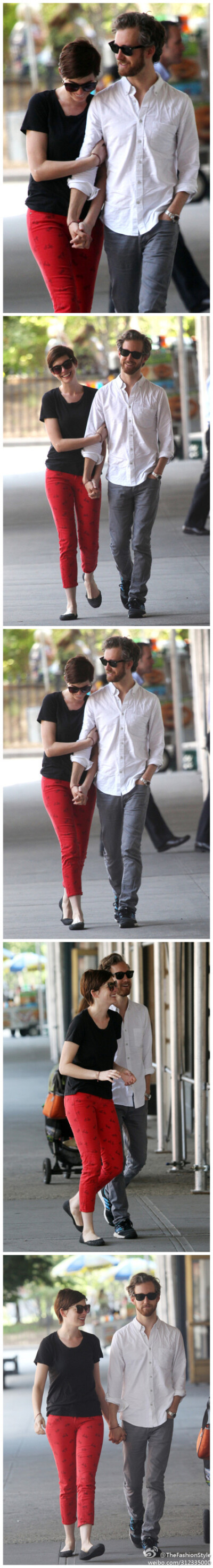 #明星街拍#—— #Anne Hathaway# out in NYC。 2013.06.19 HQ（#高清组图#）