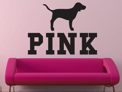 Pink Victoria's Secret Pink with dog wall decal