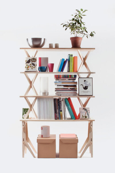 Modular Shelving 01 清新的松木胶合板置物架 模块化好设计