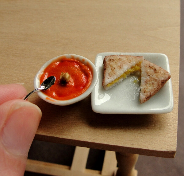 1:12 Scale Grilled Cheese and Tomato Soup