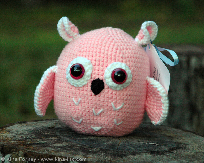 Pink and White Crochet Owl