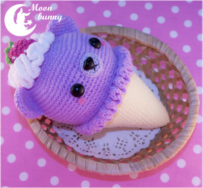 Crochet ice cream bear - violet