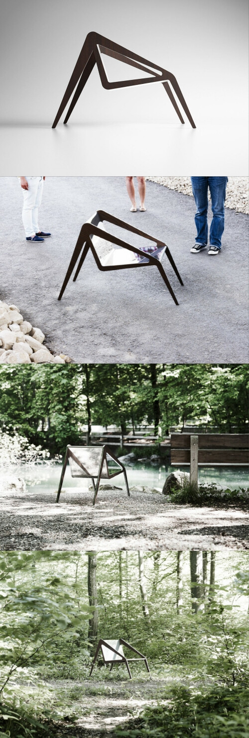 瑞士建筑设计工作室Studioforma设计了一款蜘蛛椅子，灵感源于蜘蛛，椅子四条细长的深色的腿和胖胖的座位让人想到蜘蛛。 蜘蛛椅子的框架采用烟熏橡木做成，座位则采用铝材做成，将两种材料形成鲜明对比，将棱角分明的末端和流畅的曲线融为一体，同时也体现了瑞士设计的精确。