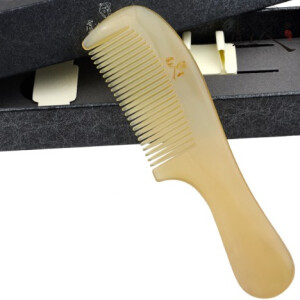 虞美人 天然黄白牛角梳 牛角梳子天然 正品 大号 防静电梳子 刻