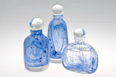 Lapis Lazuli Hand Blown Glass Perfume Bottles