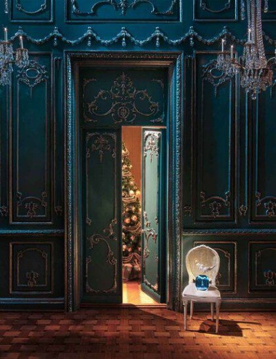 dark teal boiserie