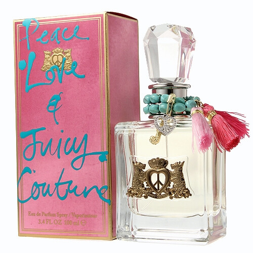 ★JUICY COUTURE★Peace Love Perfume（【前味】风信子，意大利南部柠檬，黑茶子，红苹果 【中味】茉莉花，玉兰花，红罂粟，金银花，莱姆花 【后味】鸢尾根， 广藿香，麝香）