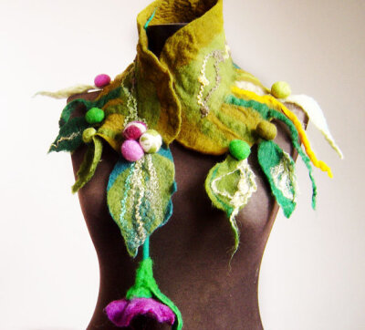 felted artistic spring eco friendly collar scarf