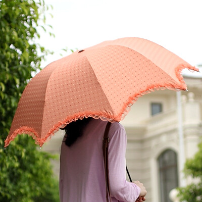 懒角落 防紫外线银胶晴雨伞 蕾丝拱形遮阳伞 折叠伞 太阳伞 36243