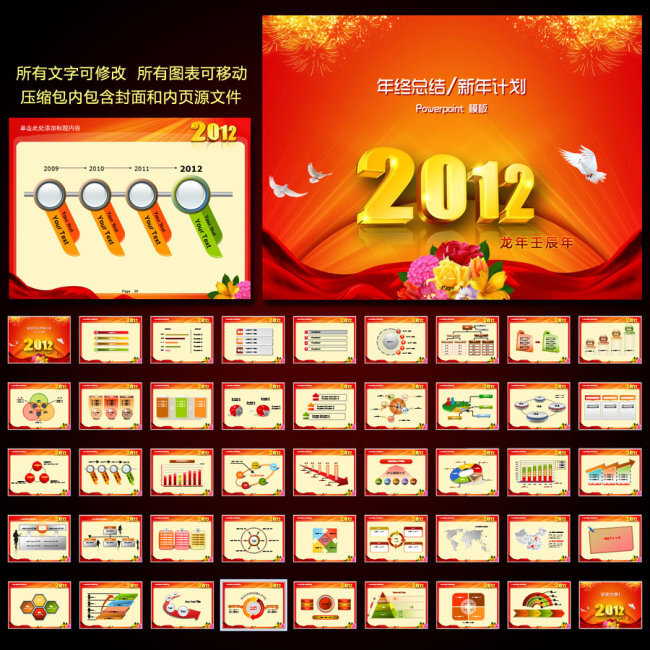 2012年终总结新年计划业绩报告ppt