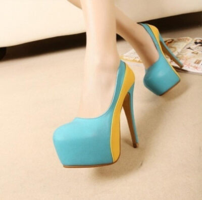 拼色高跟鞋