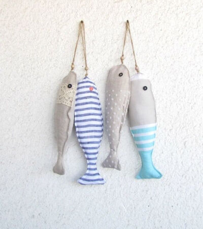 These Fabric stuffed fish ornaments