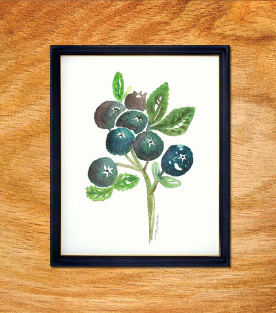 Blueberries watercolor painting, Kitchen Art print, Fruit Art, Home decor, Food artwork, Kitchen wall art, Blue, 8x10, Buy 2 Get 1 Free