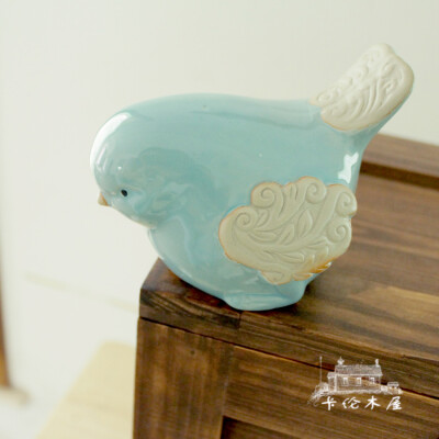 zakka 萌物 胖鳥(niǎo) 淺湖綠色陶瓷小鳥(niǎo)025-