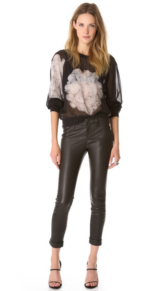 J Brand Anja 翻边皮革裤