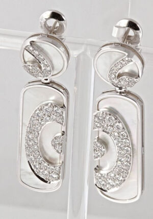 BULGARI Diamond White Gold Mother Of Pearl Drop Earrings image 2