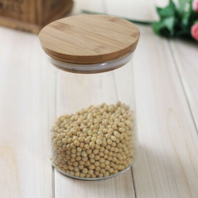 MIUCOLOR米悠本色竹木盖玻璃密封罐/瓶零食糖果收纳/储物罐子