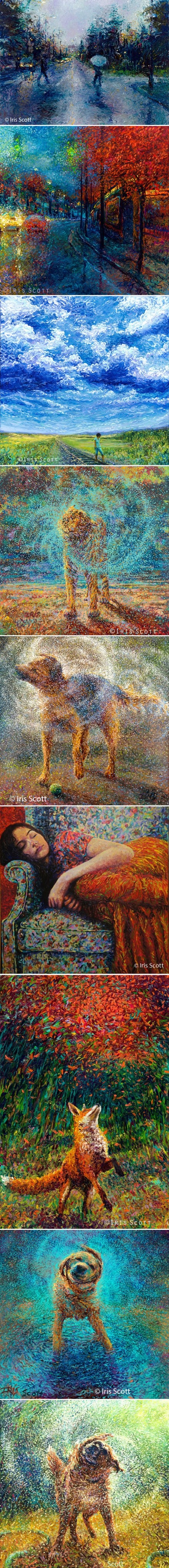 Iris Scott用手指作的画，难以想象这是用手指画出来的，无论整体还是细节都超赞！