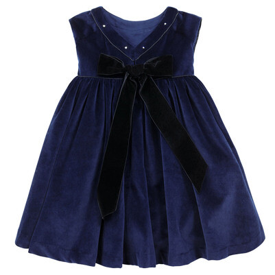 Tartine et Chocolat - Navy blue velvet dress - 50456