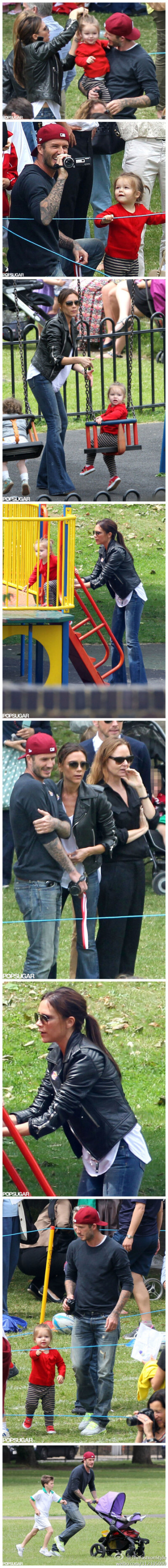 #出席活动#—— [心] #David# and #Victoria Beckham# brought their daughter, #Harper#, to watch her brother Cruz compete in his school's sports day.。 2013.07.03 HQ（#高清组图#