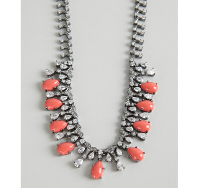 Jardin coral and CZ ornate drop necklace