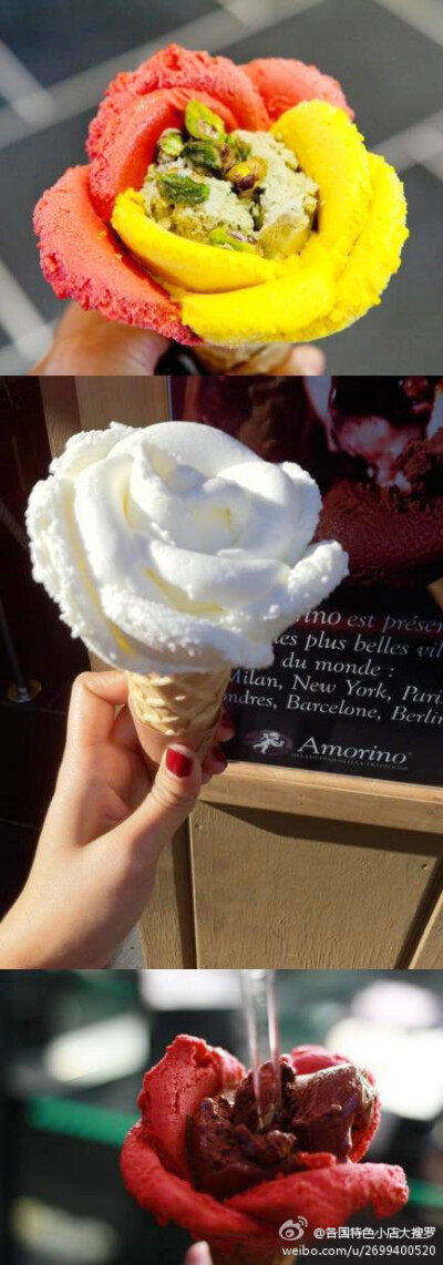 【上海-Amorino】幸福像花儿一样~~~~~~~~意大利Amorino Flower shaped Ice-Cream“鲜花”甜筒~~~吃货们走起来吧！地址：长宁区水城南路268号古北家乐福1楼(水城南路延安西路)by 上海小资美食