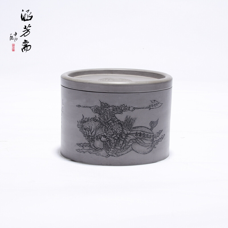 宜兴紫砂普洱茶叶罐原矿本山绿泥1200CC手工【武魁罐】