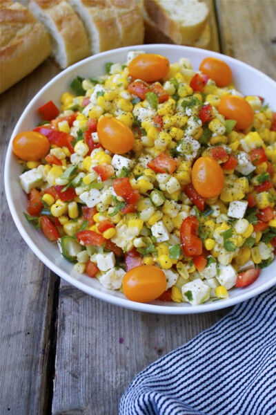 summer corn &amp; feta salad