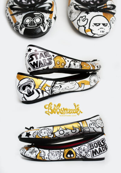 Theme: cute starwars character in blk/wht and gold