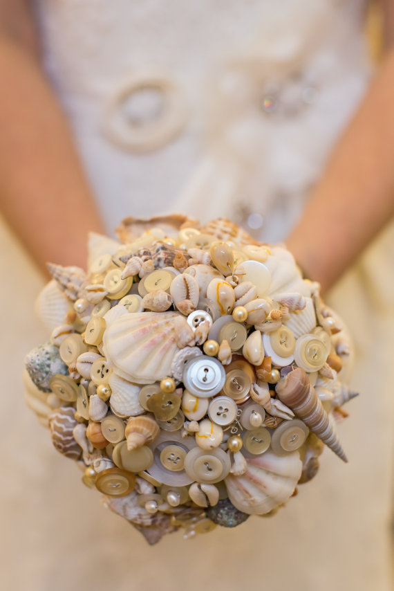 Shell and button bouquet