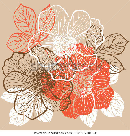 Decorative floral background with flowers of peony - stock vector