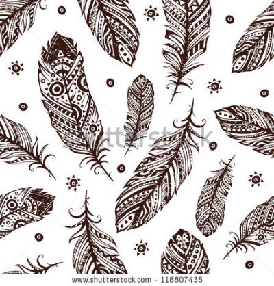 Vintage Feather pattern for your greeting card ot fabric print - stock vector