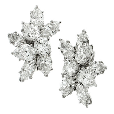 Harry Winston 12 ct diamond cluster earrings配饰✿┞liran┦✿收图