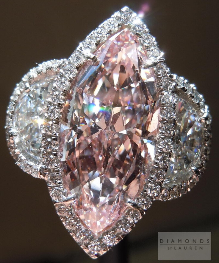 Pink Diamond Ring: 3.09ct Fancy Pink VS2 Marquise Diamond配饰✿┞liran┦✿收图