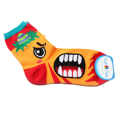 卡斯依韩国进口袜子可爱中腰袜子创意怪兽牙齿卡通女袜棉袜