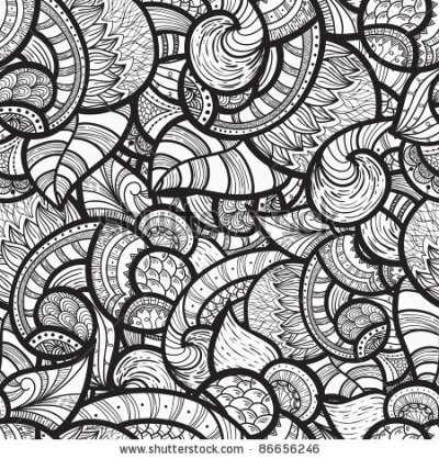 vector seamless ethnic doodle monochrome pattern - stock vector