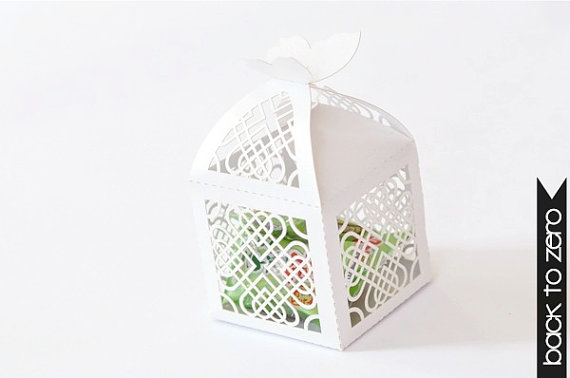 50 Favor Gift Box - Butterfly &amp; Clover - 14 Colors Available