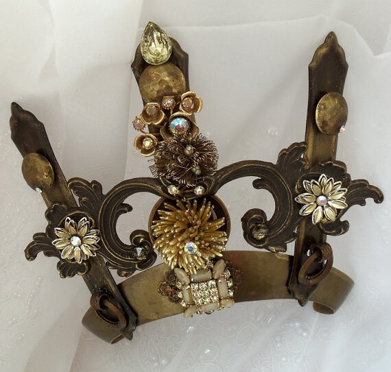 Steampunk Crown, Renaissance, Bridal Couture Crown Headpiece, Handmade, OOAK Royal Wedding accessory, La Marelle Couture