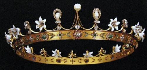 gold enamel pearl spike circlet