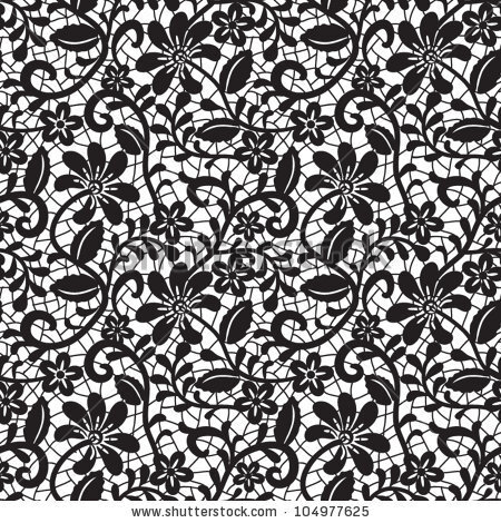 black seamless lace pattern on white background - stock vector