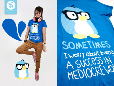 mediocre world penguin shirt