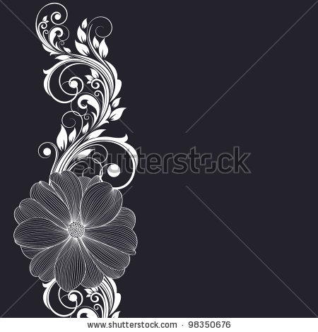 Hand-drawing floral background with flower dahlia. Element for design. Vector illustration. - stock vector