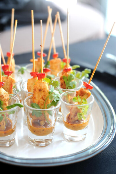 shot glass appetizers - chicken satay