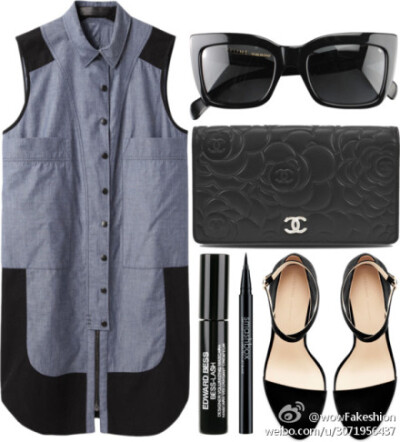 △Shirtdress: PROENZA SCHOULER http://t.cn/zQOE6Il ▲Clutch: Chanel △Heels: Zara ▲Sunglasses: Céline