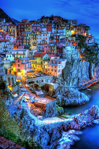 Manarola Night by Michael Penning~~ 马纳罗拉村的夜间by迈克尔潘宁~ ~