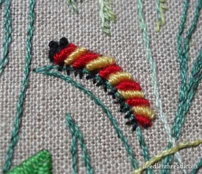 Love this little embroidered caterpillar! Made with bullion knots!