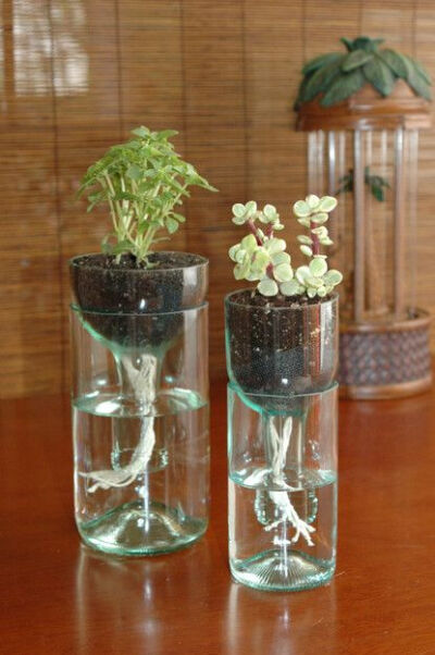 self watering planter made from recycled wine... | Wicker Blog