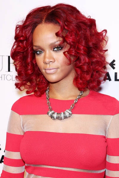 Rihanas Red Curly Hair